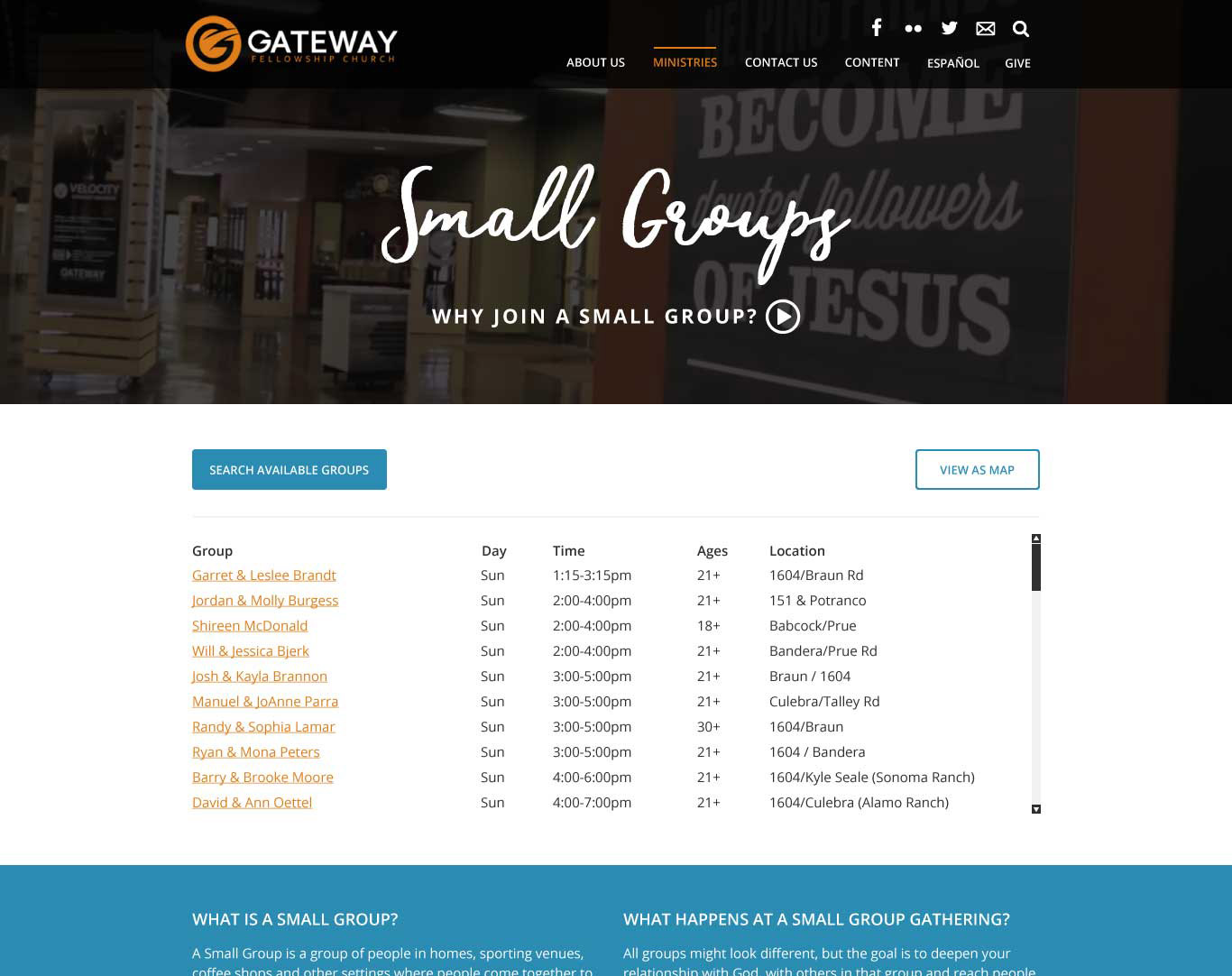 Gateway Fellowship Small Groups Page